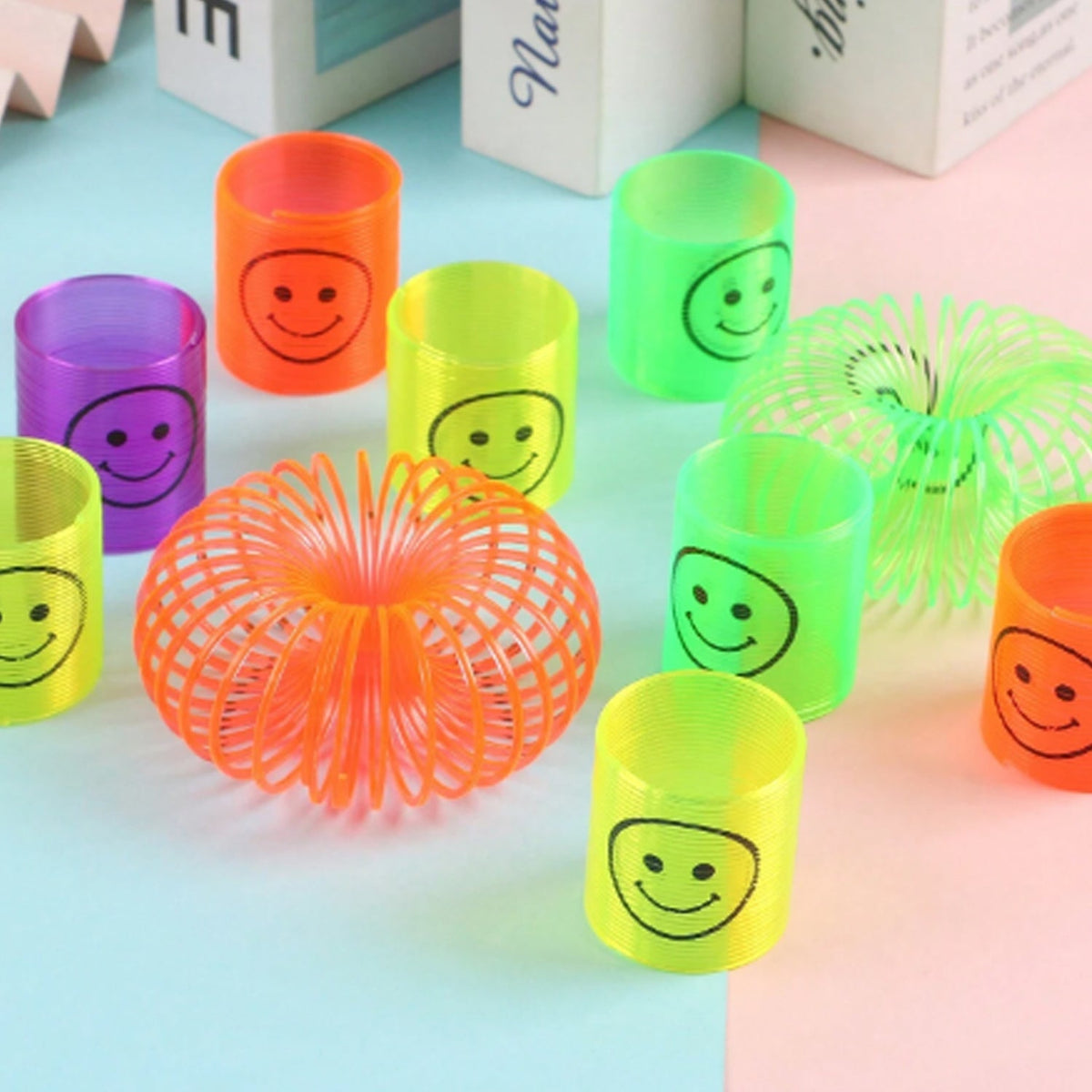 Multicolor Magic Smiley Spring, Spring Toys, Slinky, Slinky Spring Toy, Toy for  - 17745_magic_smiley_spring_toy_12pc