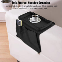 Hanging storage bag for sofa with multiple pockets