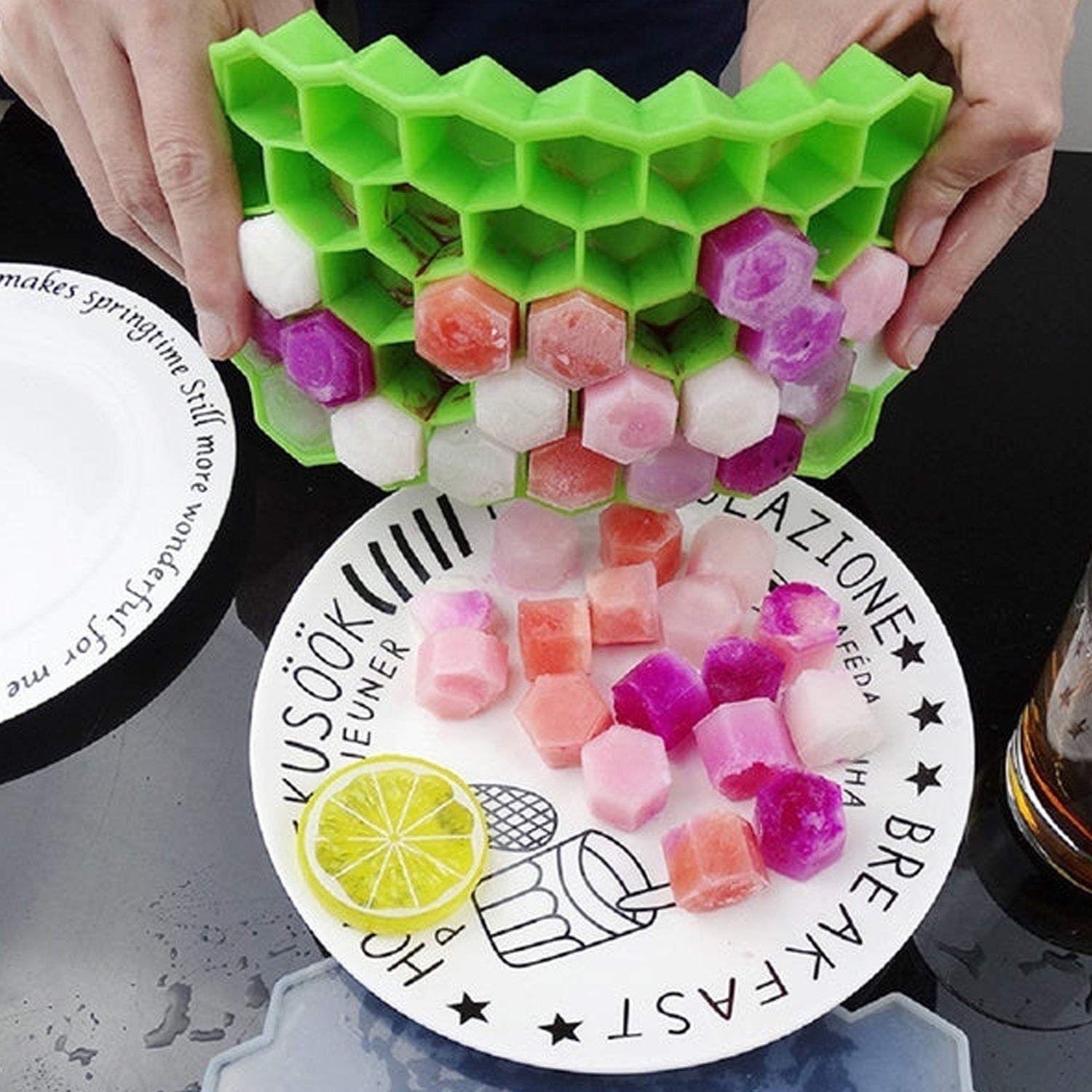 Silicone Ice Cube Trays 32 Cavity Per Ice Tray [Multi color] - 0998_32cavity_ice_tray