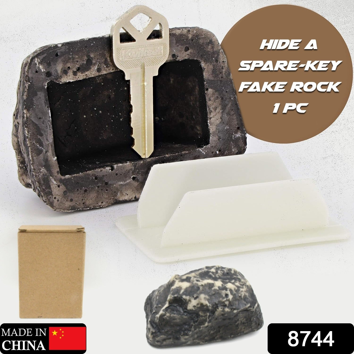 Hide a Key Outside Rock Looks Like a Real Rock - Weatherproof Rock Key Perfect f - 8744_fake_rock_key_hider_1pc