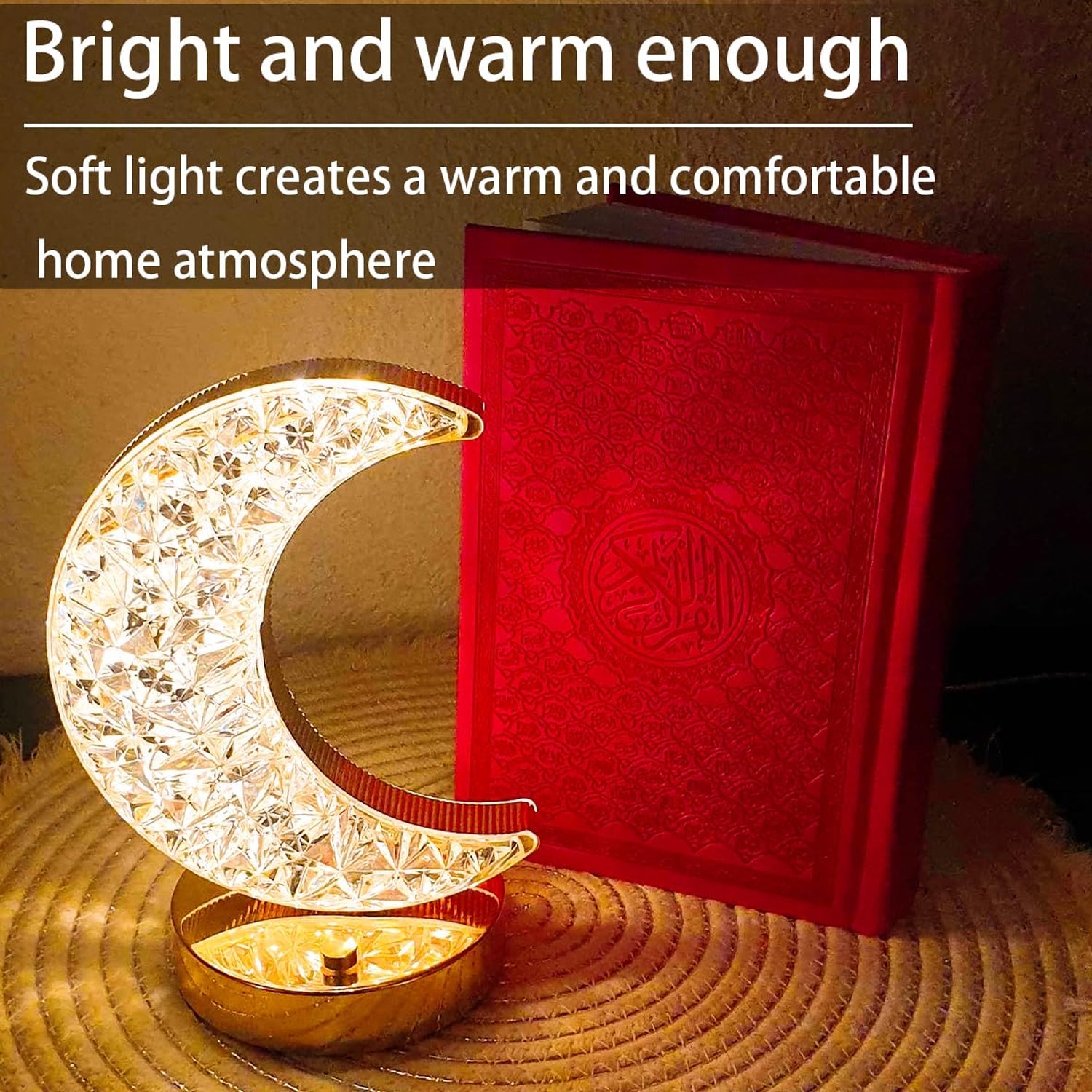 Crystal Table Lamp | Moon Shape Touch Control Lamp with 3 Color | Metal Bedside  - 12570_moon_crystal_table_lamp