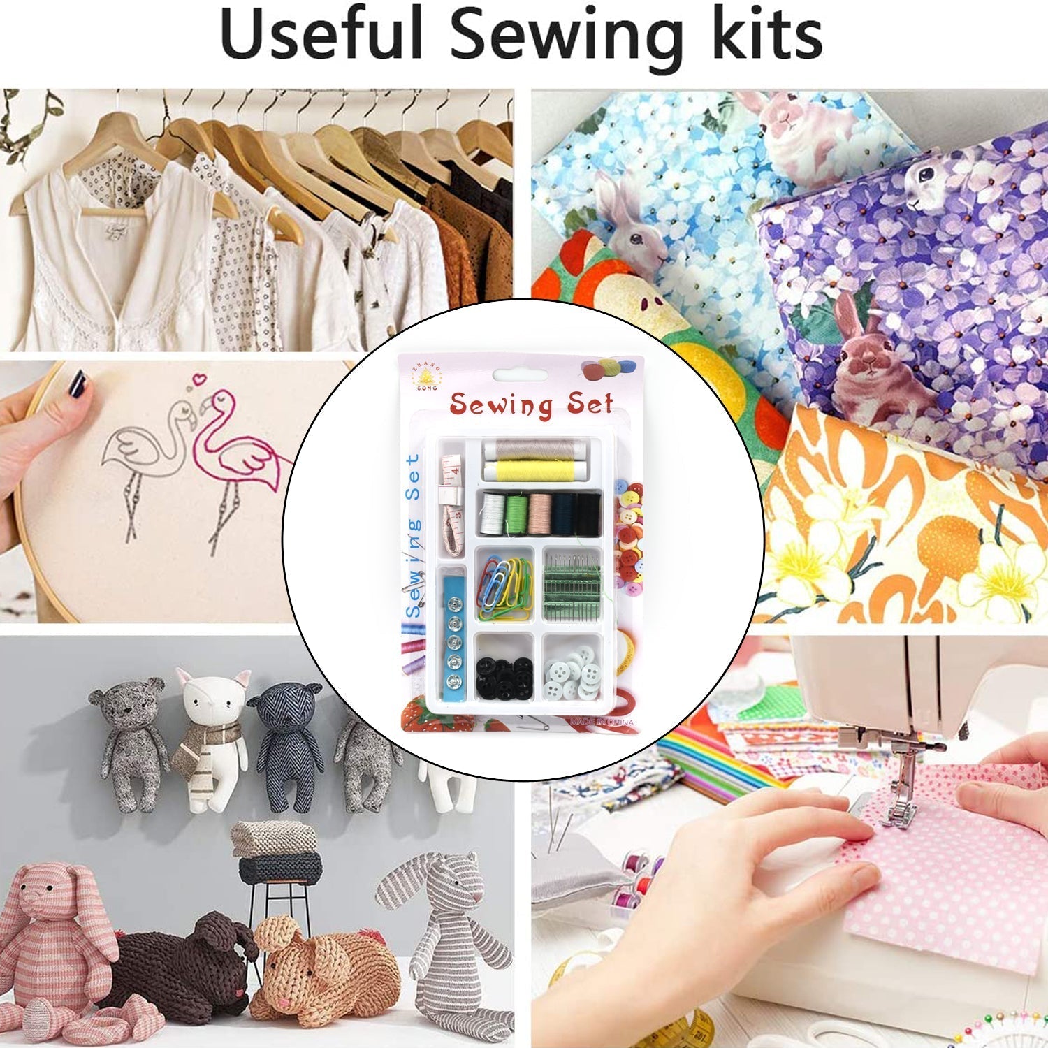 All-inclusive 62 Pc sewing set for professional and home sewing tasks.