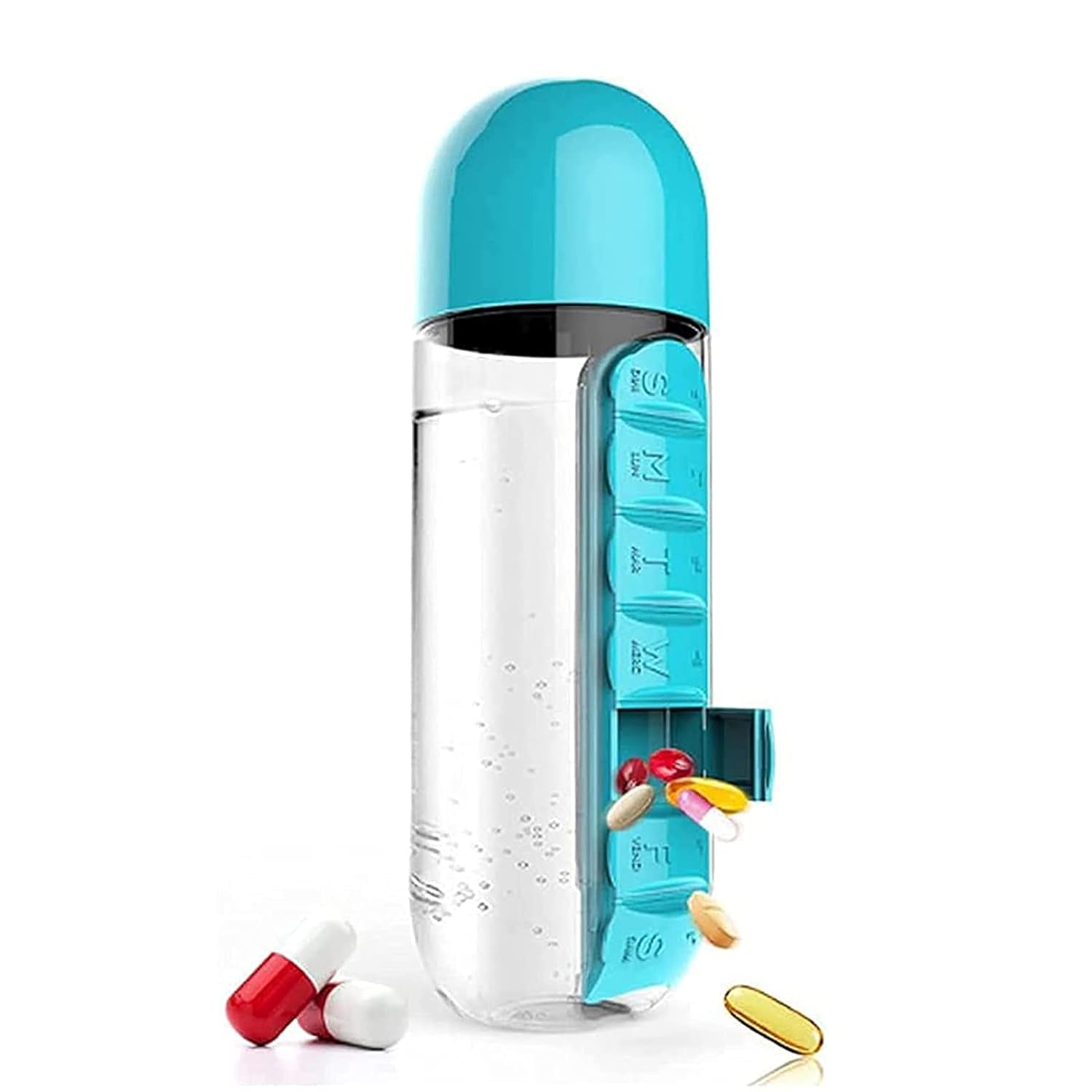 Pill & Vitamin Bottle, Water Bottle Multi Functional Use for Traveling & Outdoor - 12911_pill_n_vitamin_bottle_600ml