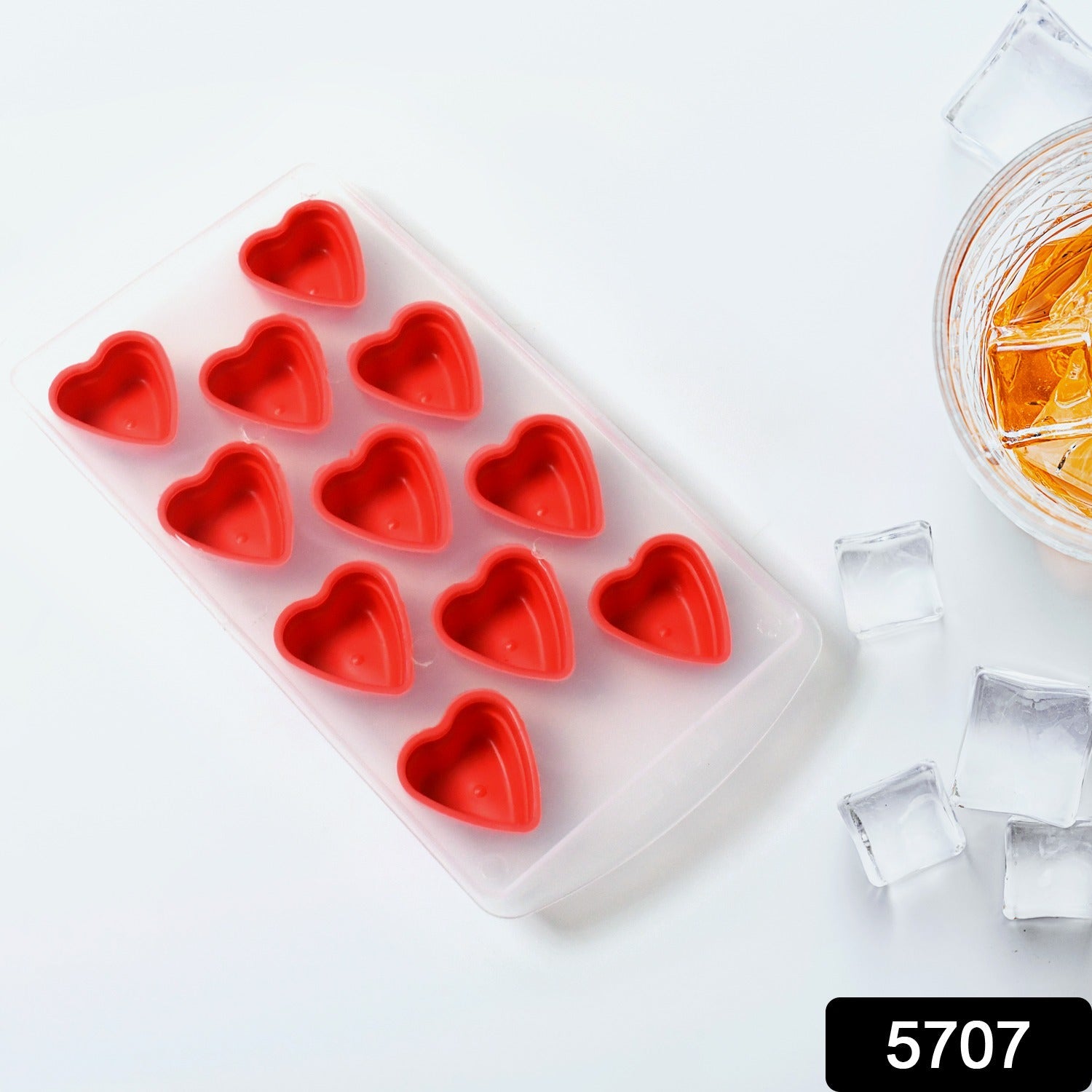 Silicone Mold Ice Cube Tray Creative Sweet Multi Type Ice Tray Buckets, Ice Cube - 5707_heart_shape_ice_tray_1pc