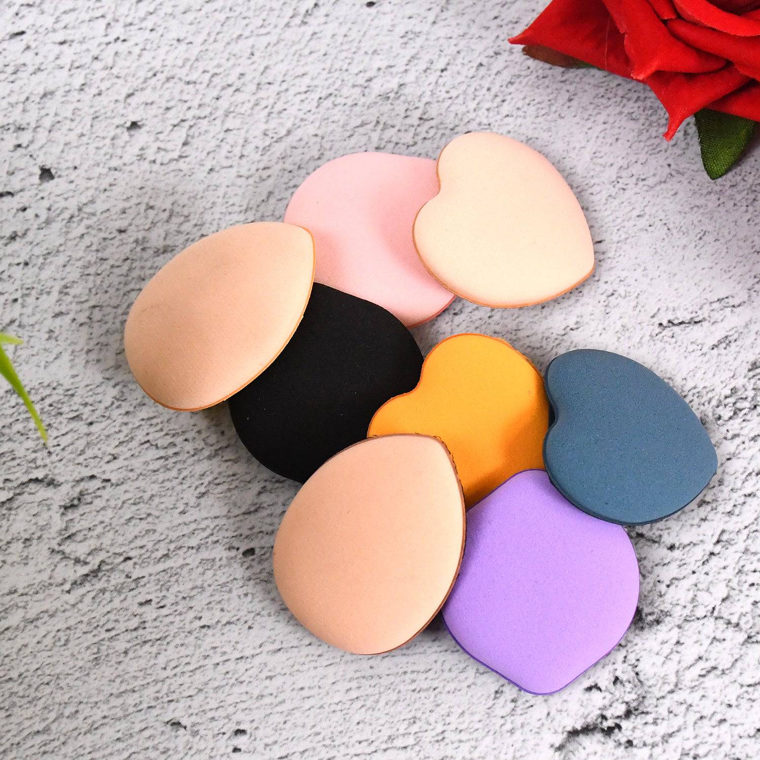 Mini Finger Makeup Powder Puff (Multicolour 8 Pcs Set) - Superior eMart