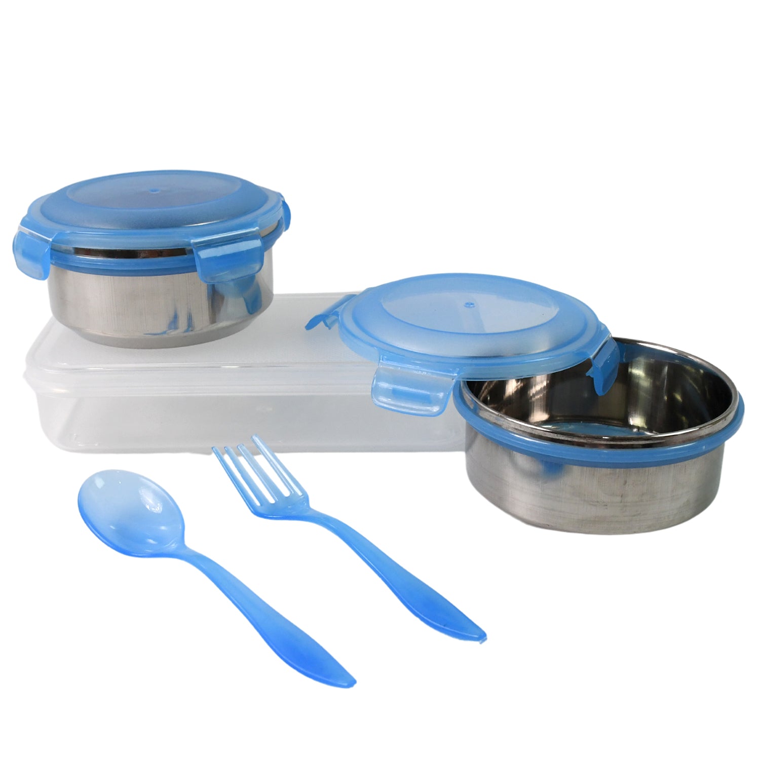 Lunch Box, with Lunch Bag, Plastic Lunch Box & Plastic Spoon, Fork (2 Pc Set / With Lunch Box)