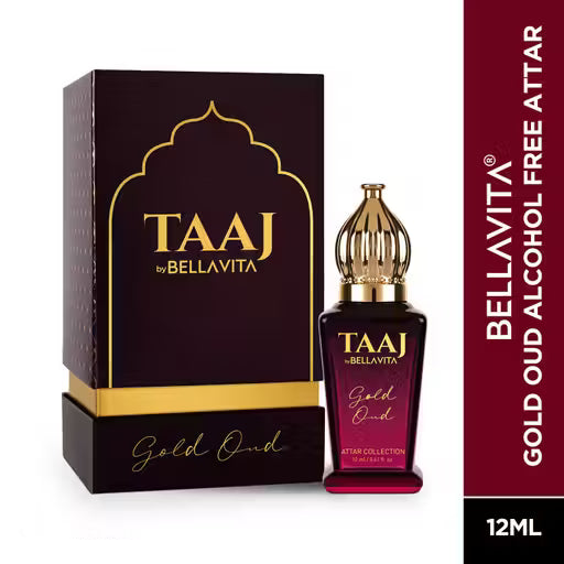BELLAVITA TAAJ Gold Oud Attar|Unisex Non-Alcoholic Roll-On Attar|With Rose & Oud Notes| Floral Attar  (Oud (agarwood))