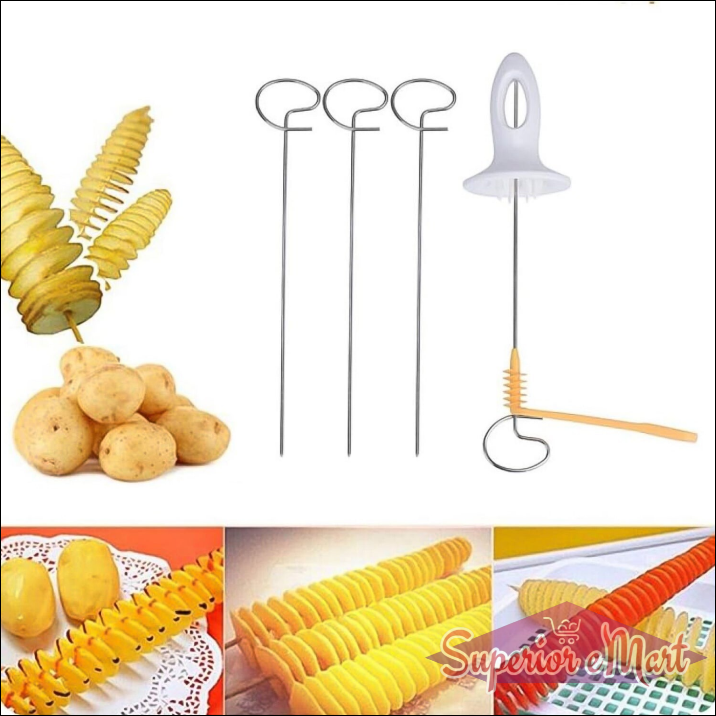 1 Set Potato Spiral Cutter Potato Twister (4 Spits) - Superior eMart