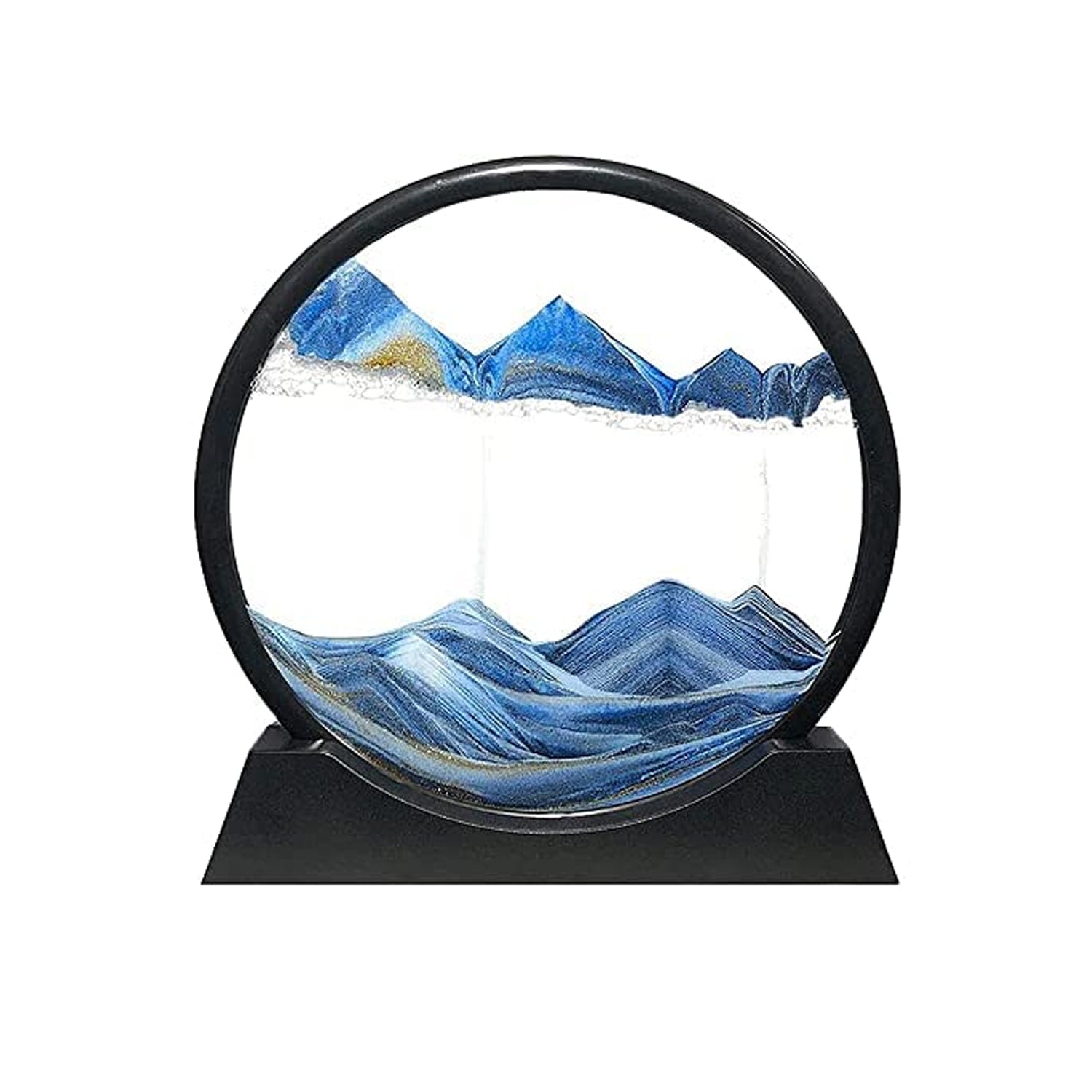 Moving Sand Art Picture Decor, 3D Deep Sea Sandscape Liquid Motion, Round Glass  - 8781_3d_moving_sandscape_1pc