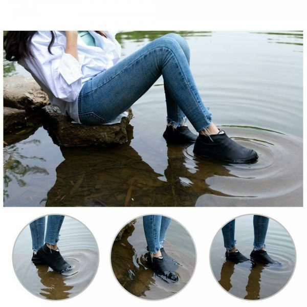 Non-Slip Silicone Rain Reusable Anti skid Waterproof Fordable Boot Shoe Cover (  - 4866_sili_shoe_cover_large