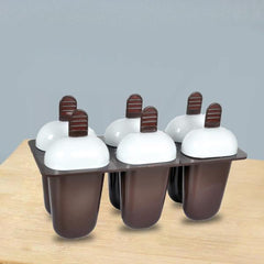 Plastic Ice Candy Maker Kulfi Maker Moulds Set with 6 Cups (Multicolour) - 1148_brown_ice_candy_maker