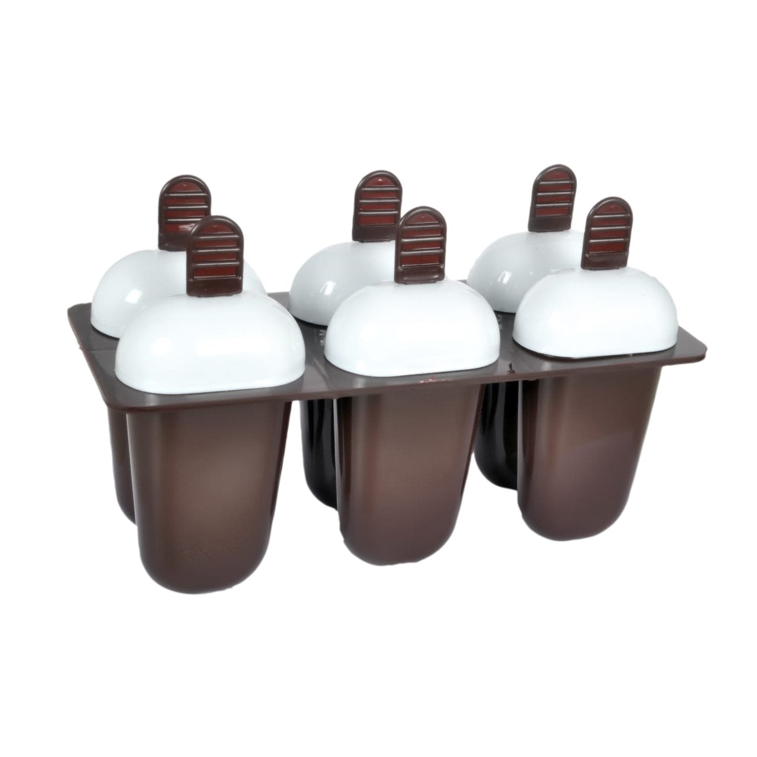 Plastic Ice Candy Maker Kulfi Maker Moulds Set with 6 Cups (Multicolour) - 1148_brown_ice_candy_maker