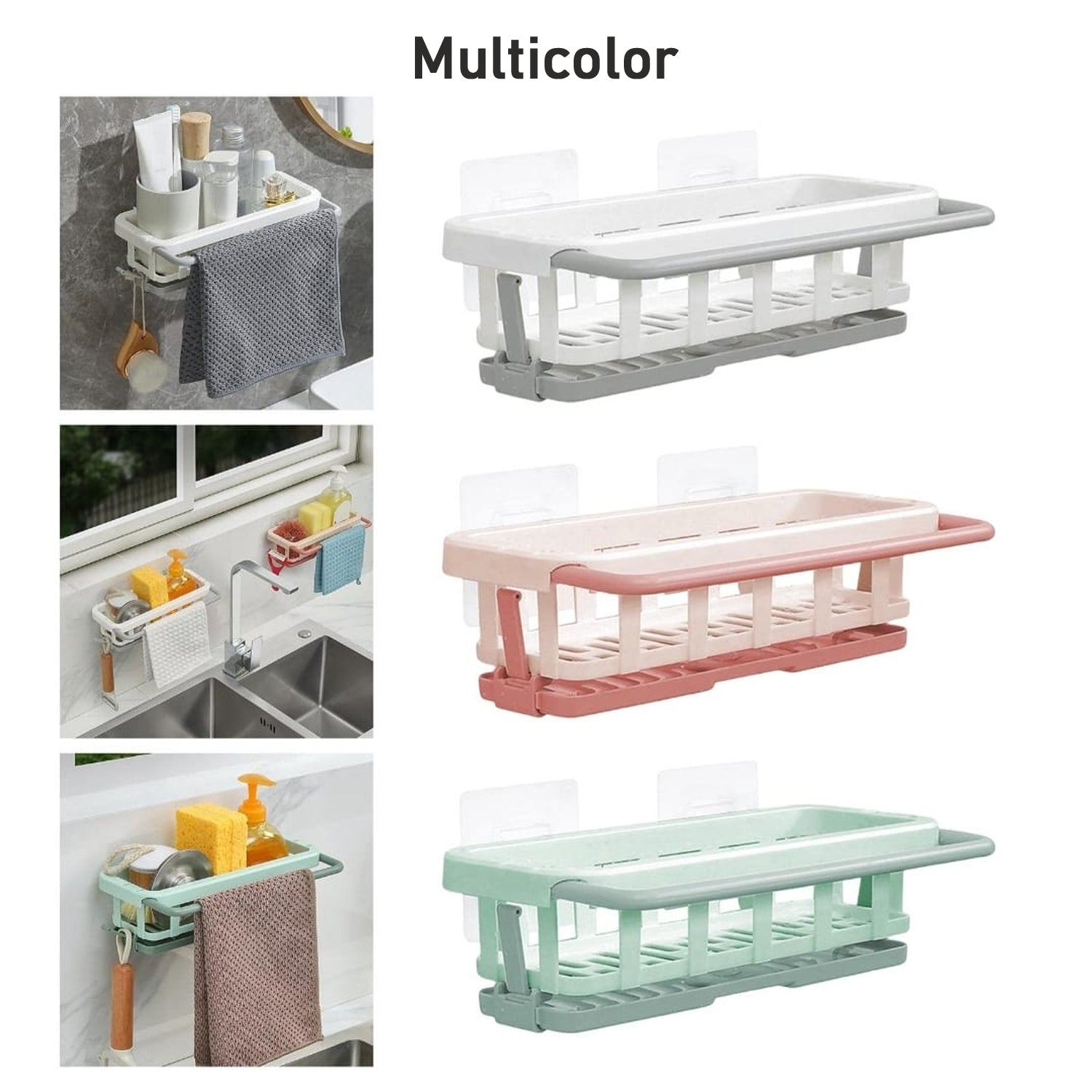 Multipurpose Platic Hanging Drain Rack Retractable Sponge Storage Hanging Rack W - 8788_storage_hanging_rack_1pc