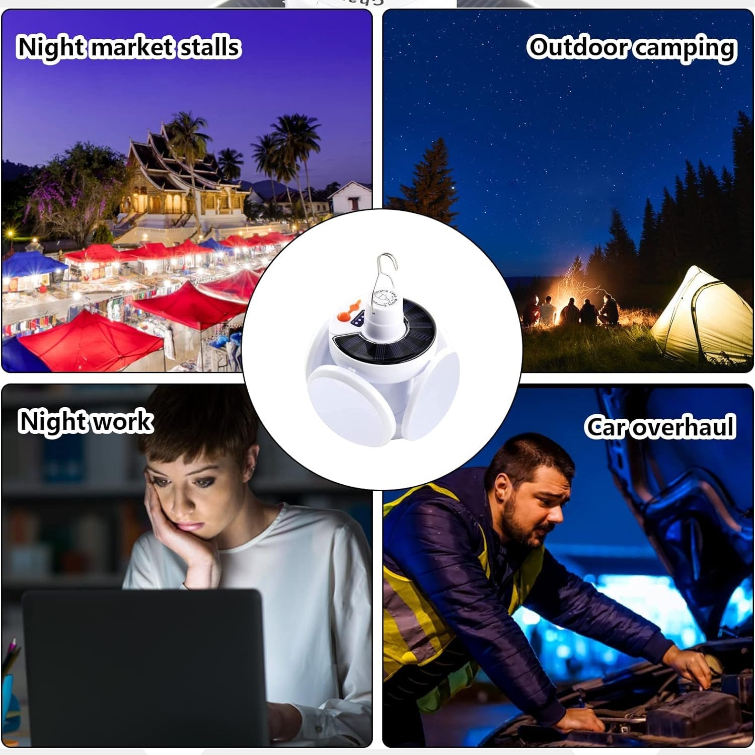 Solar Multi-Functional Emergency LED Light Bulb with USB Charging, LED camping l - 12590_soalr_emergency_led_light