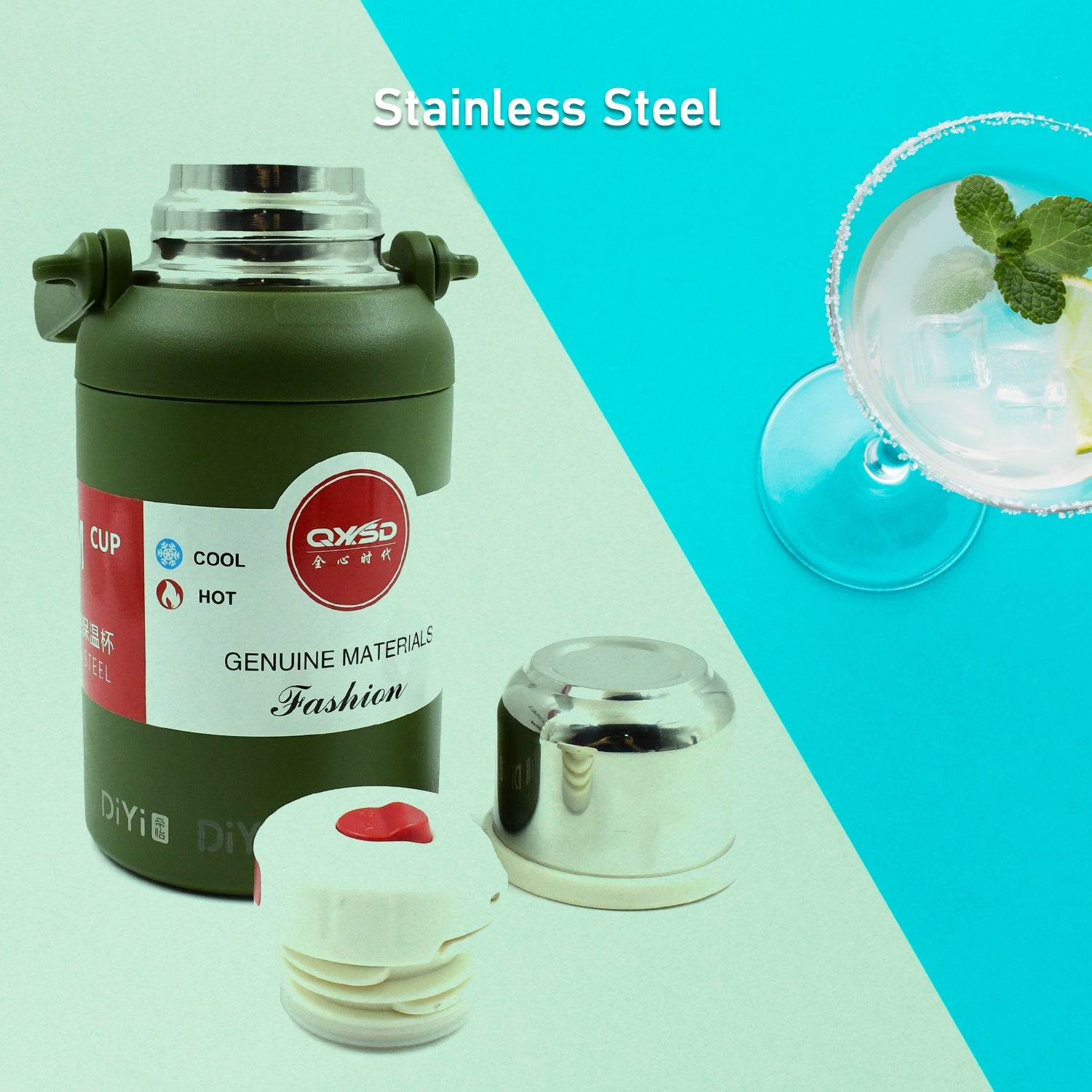 Stainless Steel Vacuum Insulated Water Bottle / Cup | Leak Proof Flask for Tea C - 13041_insulated_ss_water_bottle_900ml