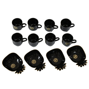 12 piece Pineapple Shape ceramic cup set for kitchen with black cups and matching pineapple plates
