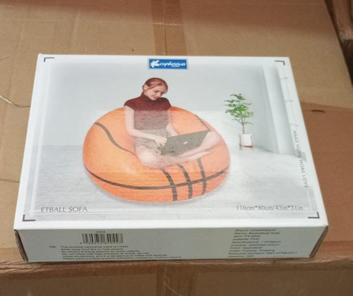 Foldable Sofa, Cartoon Style Inflatable Folding Chair, Ball Chair, Inflatable So - 17783_basketball_foldable_sofa_110x80cm