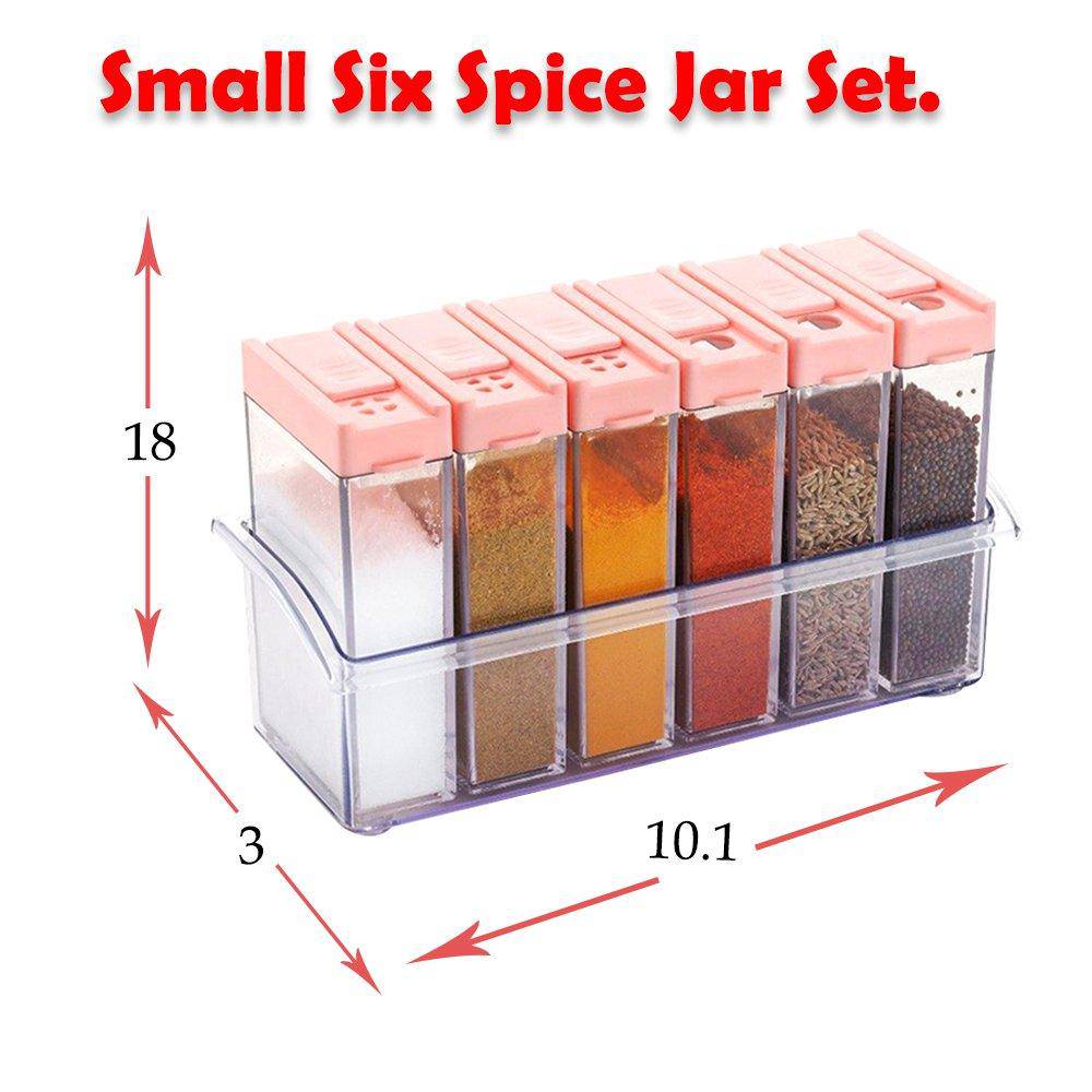 122 Plastic Spice Jars (6 Pcs 14x22x8cm Multicolour) - Superior eMart