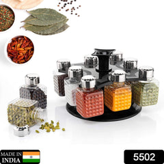 8-piece revolving spice rack with square containers