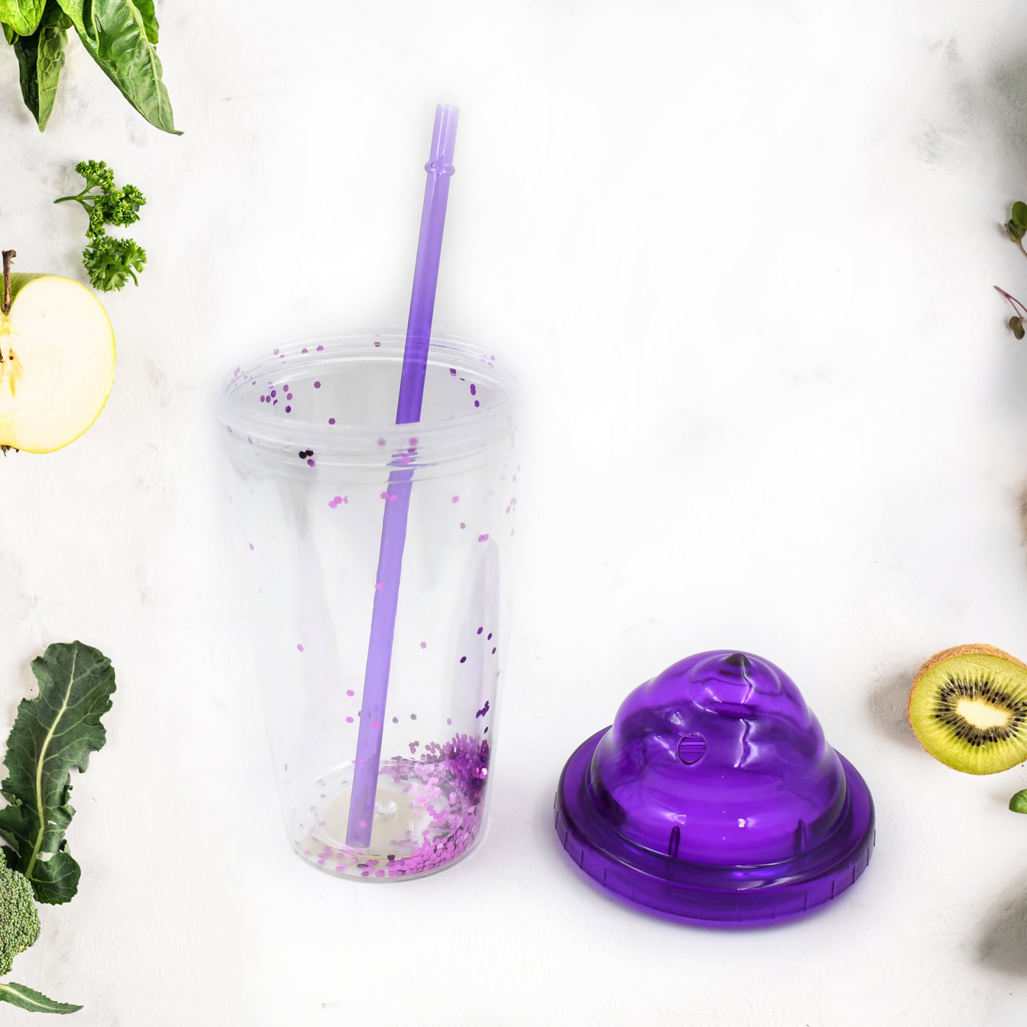 High  Plastic Creative Cold Drink Cup / Tumble, Reusable Tea Coffee Tumb - 13131_pre_pla_tumbler_n_straw