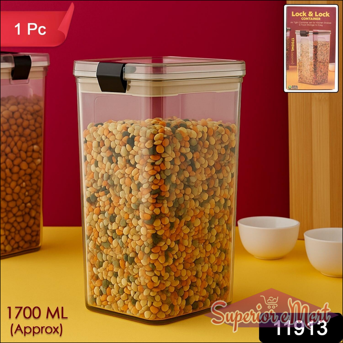 1700 ml Kitchen Storage Container with Lock Lid - Superior eMart