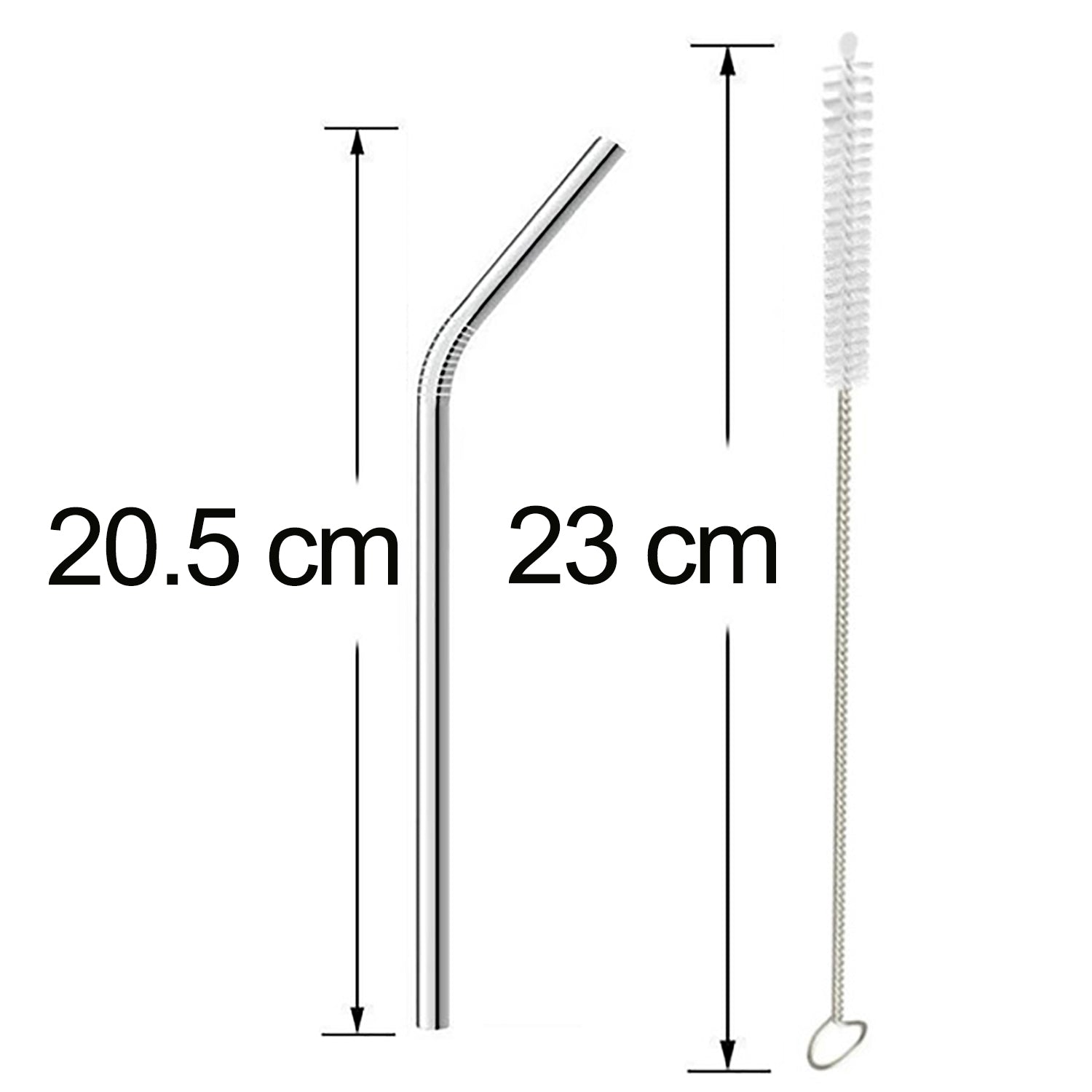 Reusable Stainless Steel Drinking Straws Bent (4 Bent Straws, 1 Brush) - 1733_5pc_bent_straw_cmb