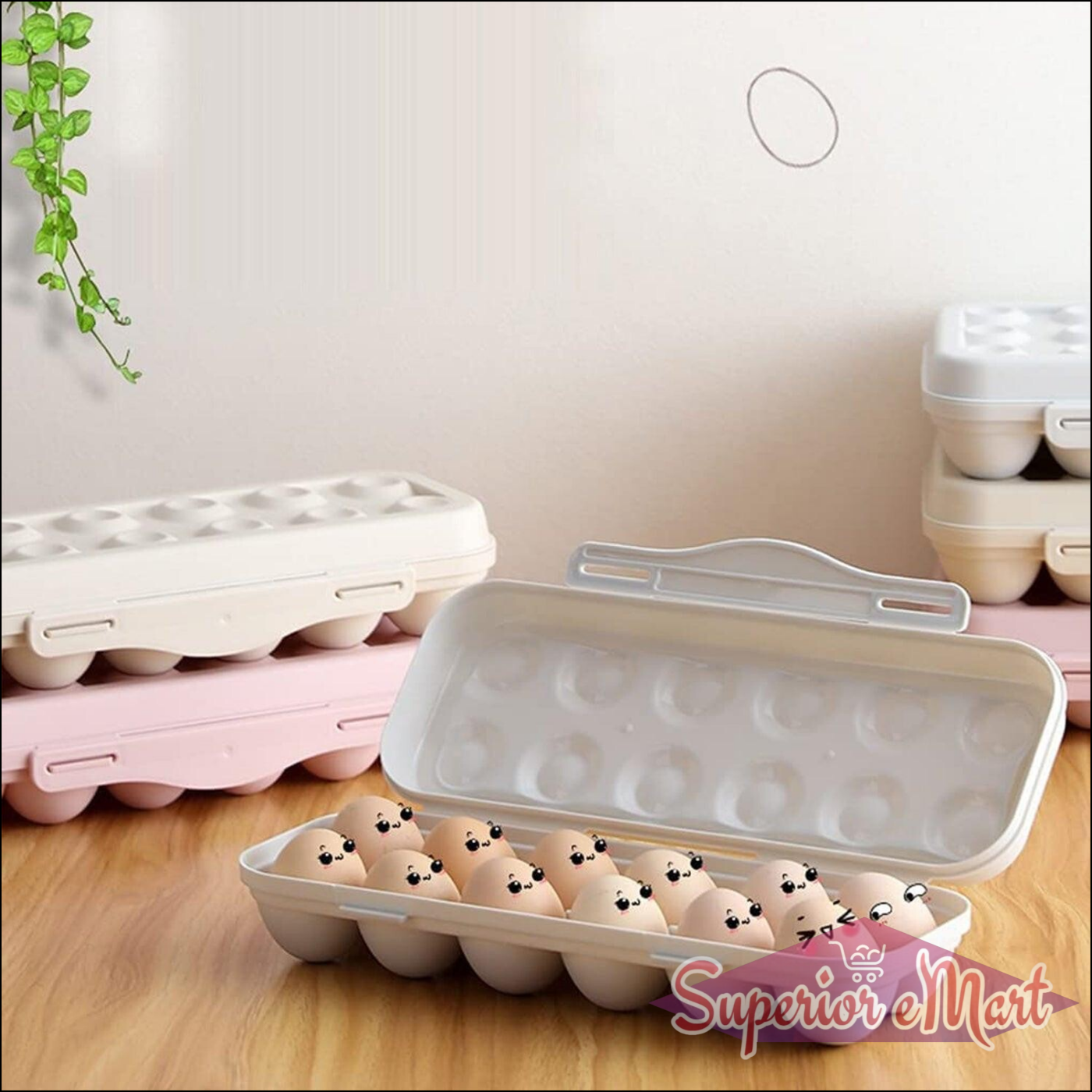 Superior eMart 18 grid egg holder for fridge with a cute design for storing eggs securely