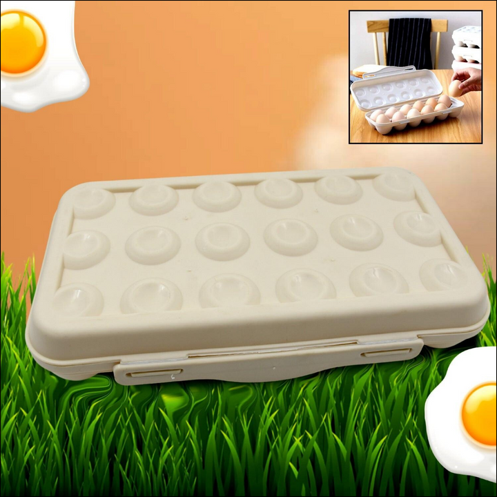 18 grid egg holder for fridge in durable plastic, ideal for organizing eggs safely