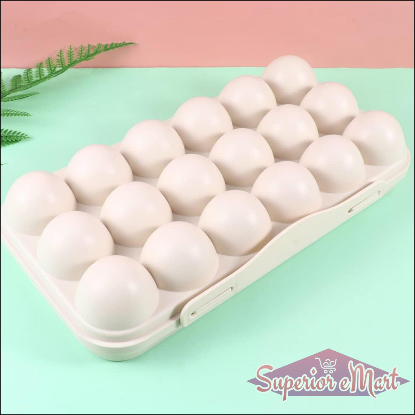 18 grid egg holder for fridge in white, perfect for organizing eggs securely and efficiently