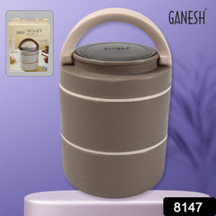 Ganesh Smart Stack 2 Layer Portable Lunch Box Stainless Steel Airtight Leak-Proo - 8147_ganesh_2layer_tiffin_smart_stack2