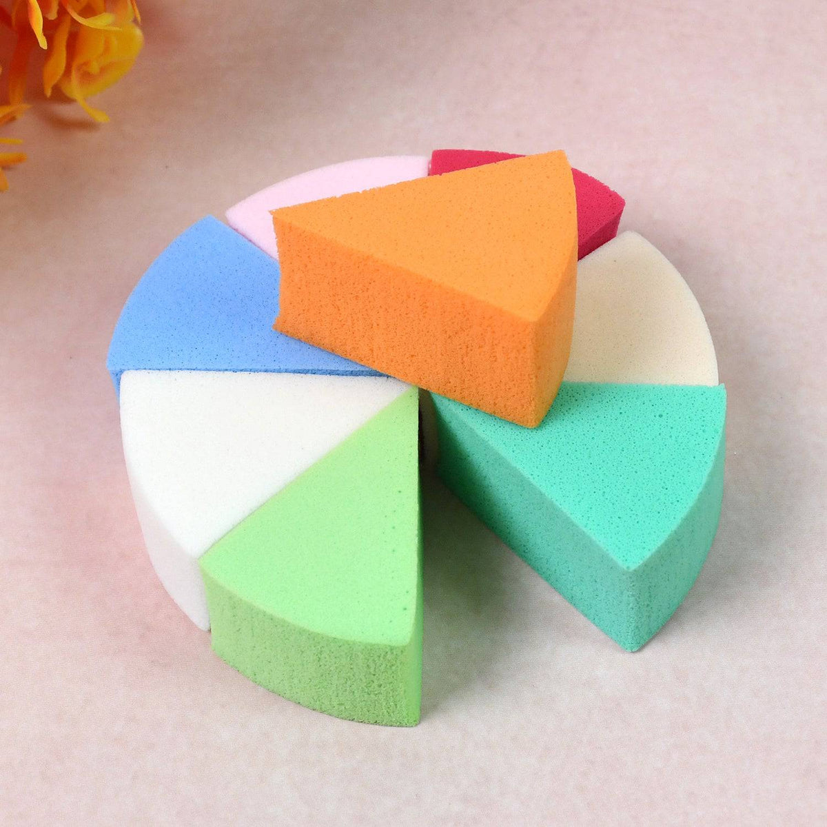 Makeup Sponge Triangle Shaped Mix Colour Cosmetic Puff (8 Pcs Set) - Superior eMart