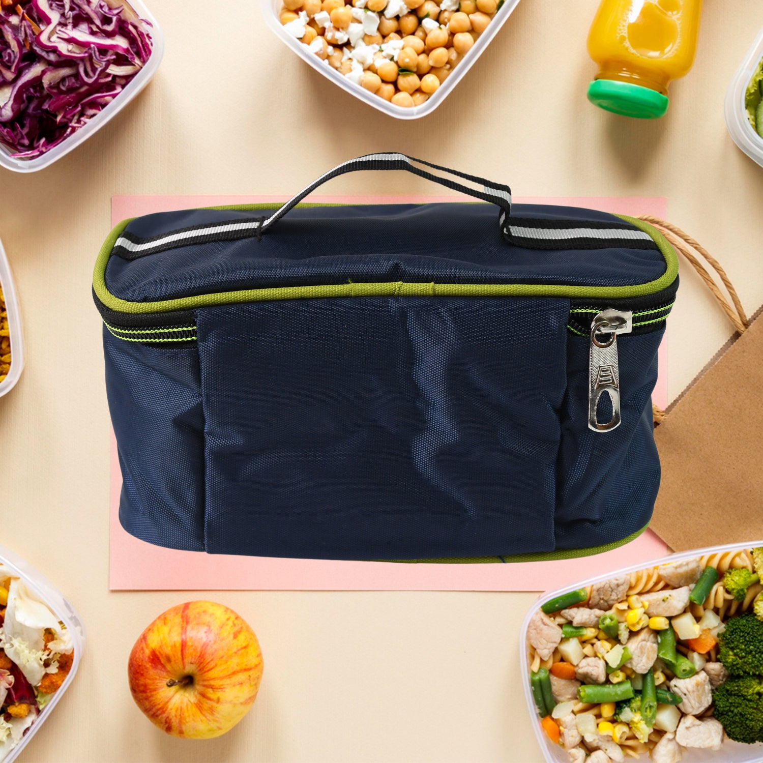 Lunch Box, with Lunch Bag, Plastic Lunch Box & Plastic Spoon, Fork (2 Pc Set / With Lunch Box)