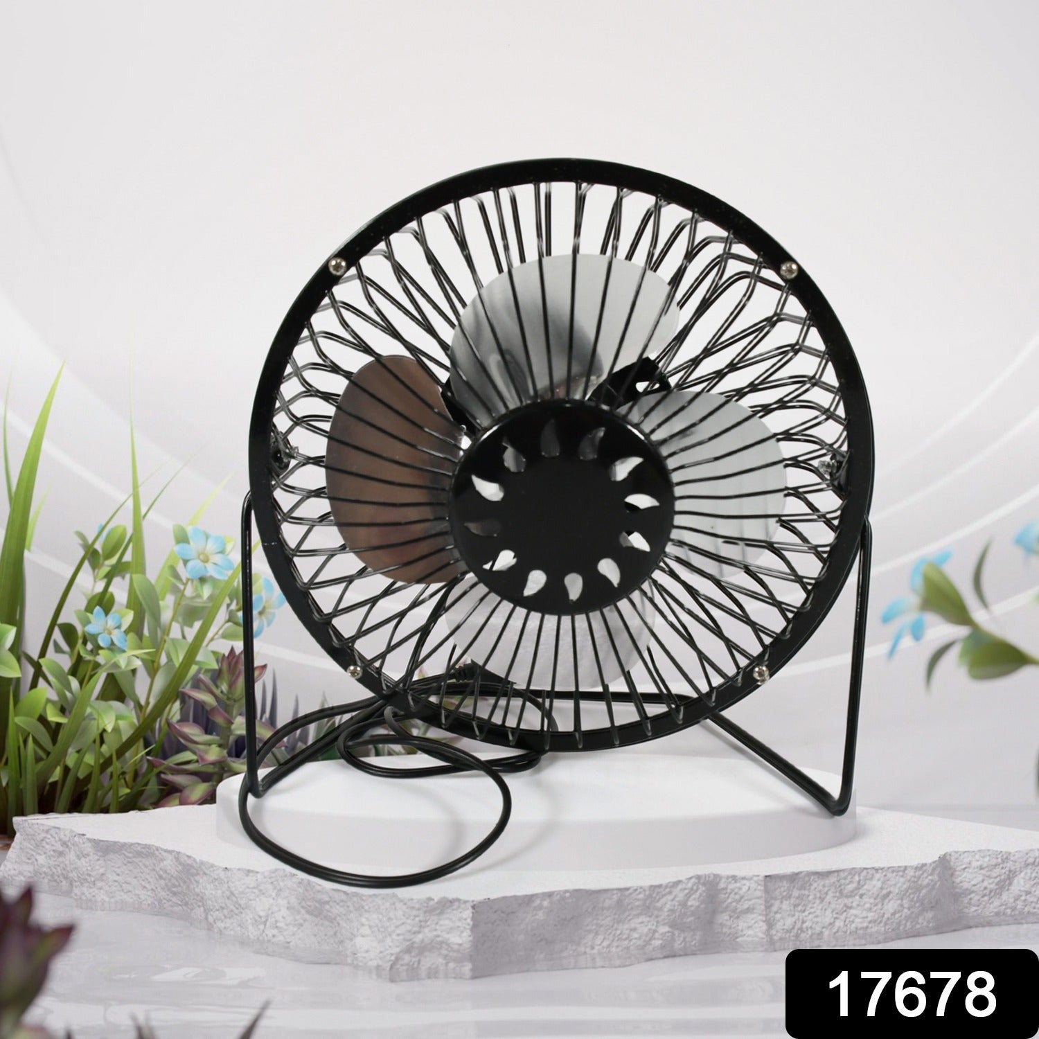 USB Table Desk Personal Metal Electronic Fan, Compatible with Computers, Laptops - 17678_usb_table_desk_fan_no2