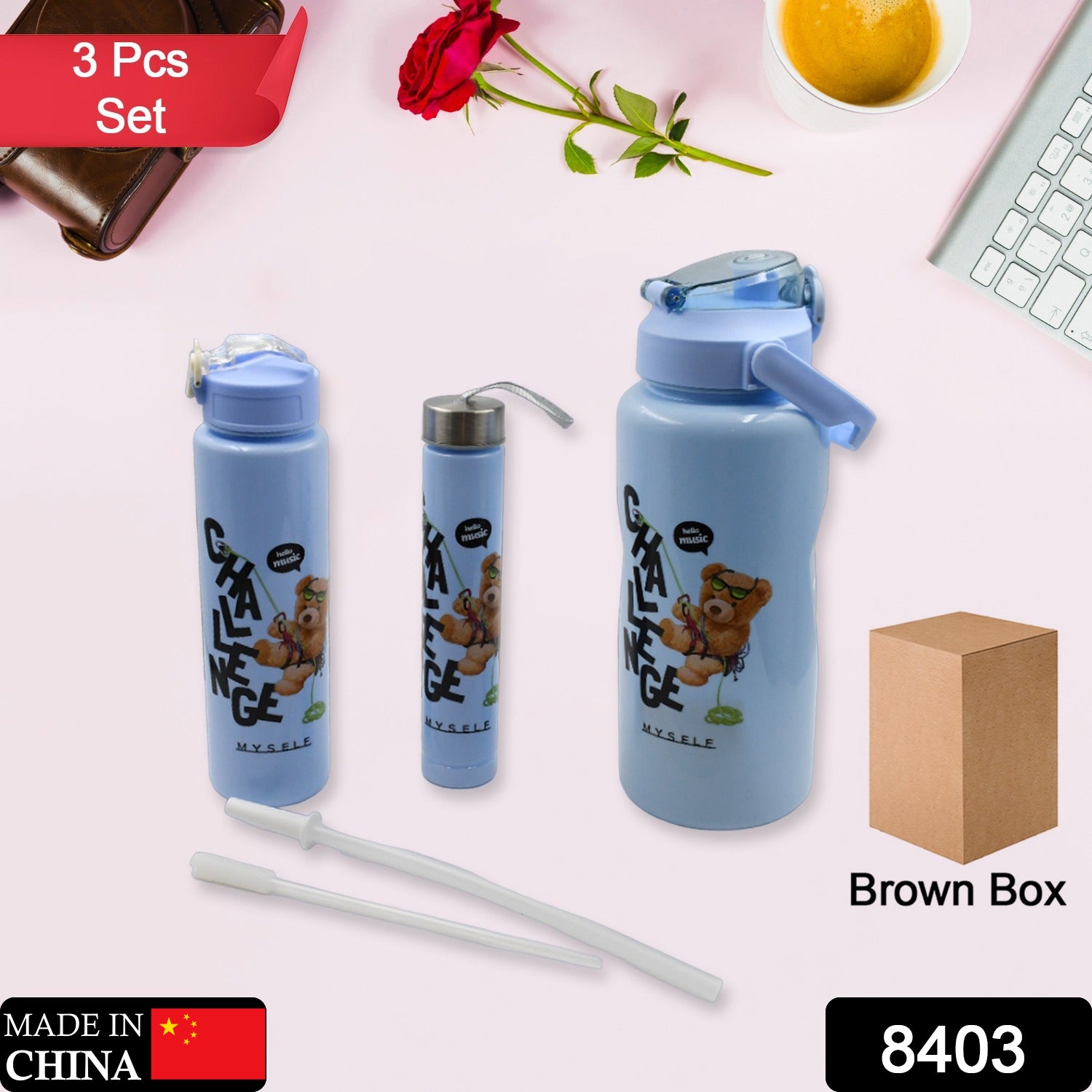 Plastic Water Bottle 3pc Set,3  Different Size Bottle High  Water Bottle  - 8403_water_bottle_3pc_set