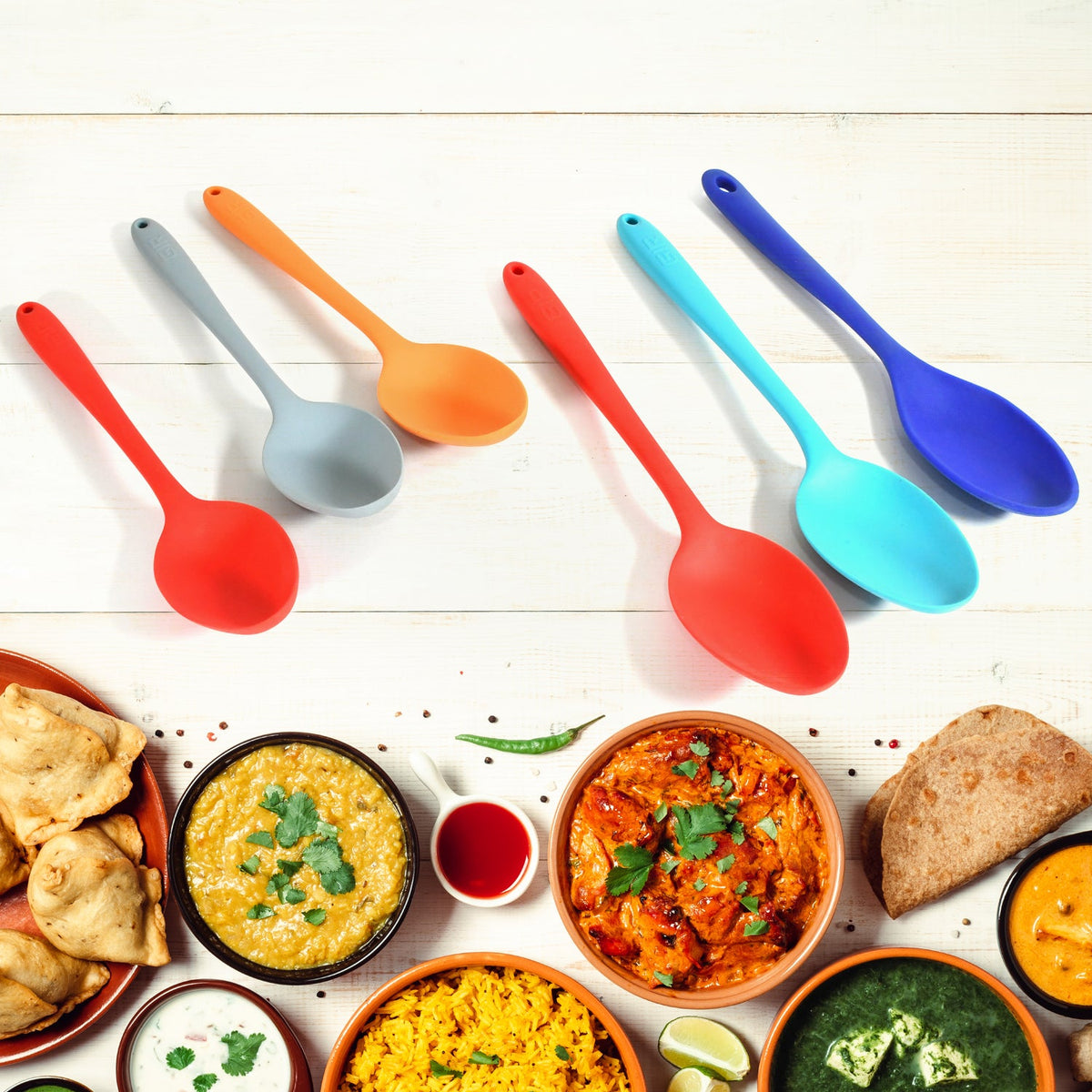 MULTIPURPOSE SILICONE SPOON, SILICONE BASTING SPOON NON-STICK KITCHEN UTENSILS H - 5697_silicone_basting_spoon_6pc_no24