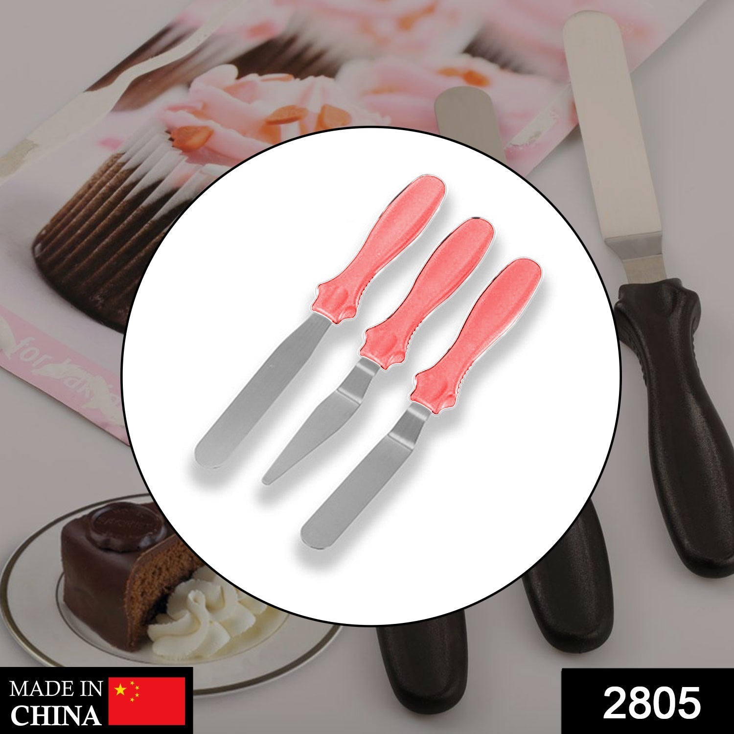 MULTI-FUNCTION STAINLESS STEEL CAKE ICING SPATULA FLAT ANGULAR TRIANGLE PALLET K - 2805_ss_3pc_cake_icing_set