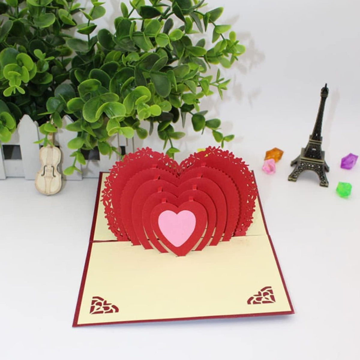 3D पॉप-अप ग्रीटिंग कार्ड (1 पीस): जन्मदिन, प्यार, क्रिसमस - 4132_3d_love_heart_card