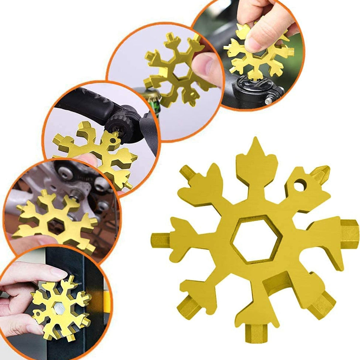 Durable & Portable 18 in 1 Snowflake Multi-Tool, Snowflake Bottle Opener Flat Ph - 15001_18in1_snowflake_tool_gold