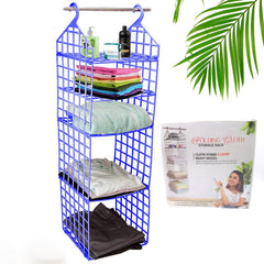 Multipurpose 5 Layer Folding Clothes Storage Racks||Closet for Students Wardrobe - 4670_5l_folding_cloth_hanger_blue