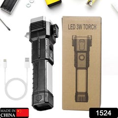 Portable 3w Rechargeable Torch LED Flashlight Long Distance Beam Range, Hammer a - 1524_rechargeable_3w_led_torch