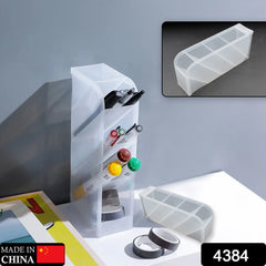 Plastic 4 Compartment Office Desktop Storage Box, Pen Pencil Stand/Holder Statio - 4384_4comp_desktop_storage_box