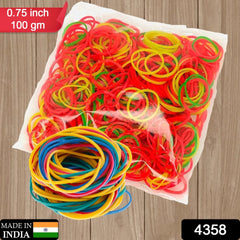 Multicolor Rubber Bands (Elastic & Reusable, Office & Home) - 4358_nylon_rubber_0_75inch_100gm