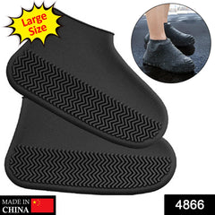 Non-Slip Silicone Rain Reusable Anti skid Waterproof Fordable Boot Shoe Cover (  - 4866_sili_shoe_cover_large