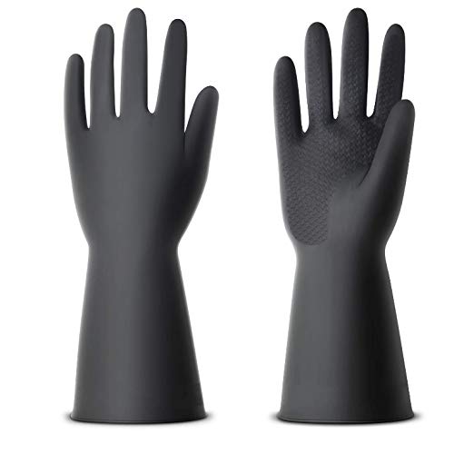 Natural gum rubber gloves for cleaning and handling tasks.