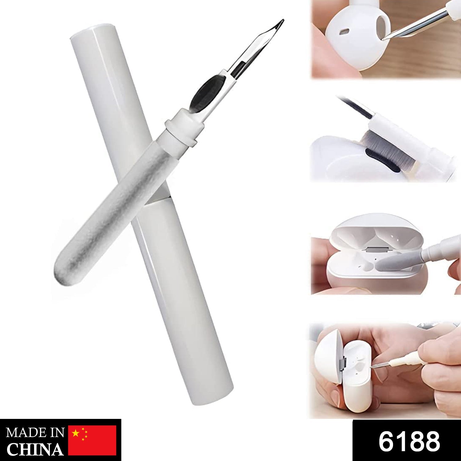 3 In 1 Earbuds Cleaning Pen For Cleaning Of Ear Buds And Ear Phones Easily Witho - 6188_3in1_earbuds_cleaning_pen