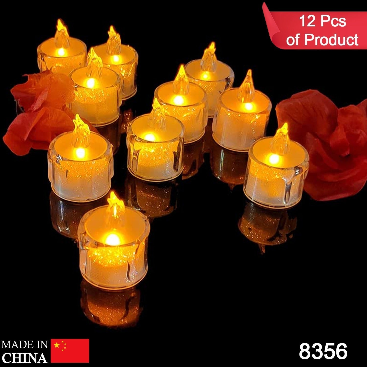 12 Pcs Flameless and Smokeless Decorative Acrylic Candles Transparent Led Tea Li - 8356_12pcs_flameless_candle