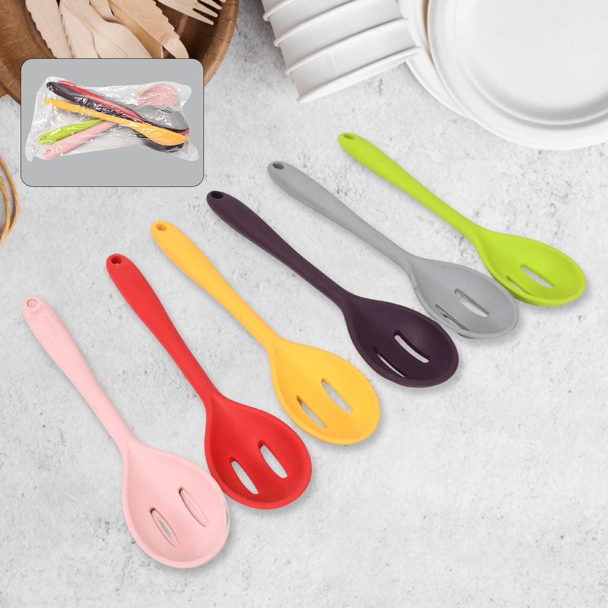 Multipurpose Silicone Spoon, Silicone Basting Spoon Non-Stick Kitchen Utensils H - 5660_silicone_cooking_spoon_6pc_no41