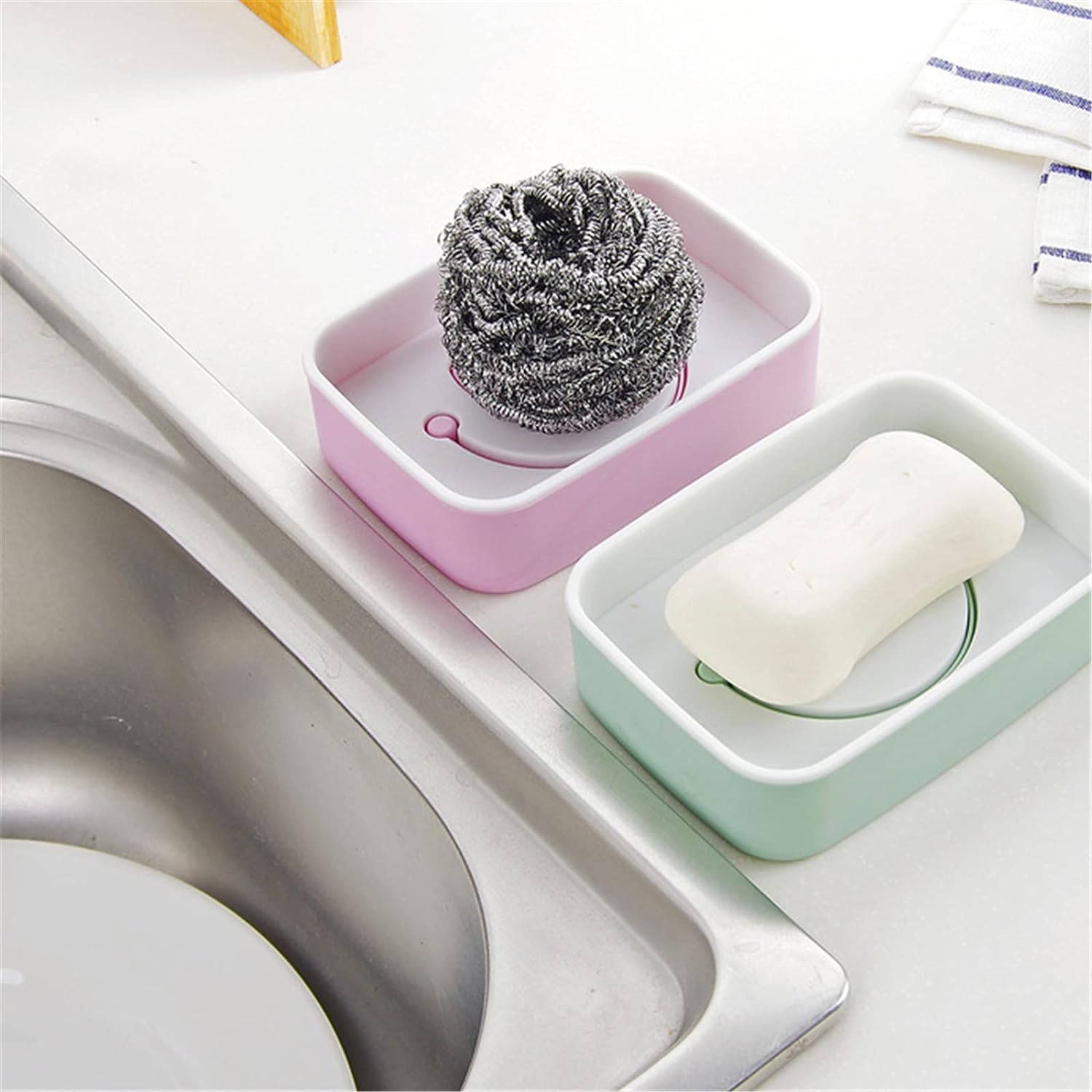 Soap Dish with Drain Soap Holder, Soap Saver Easy Cleaning, Soap Tray for Shower - 7000_smily_soap_wall_dish_1pc