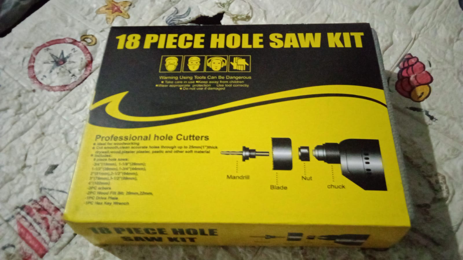 Drill Hole Cutter, Carbon Steel High Accuracy Incisive Hole Saw for Cutting PCV  - 7576_hole_saw_18pc