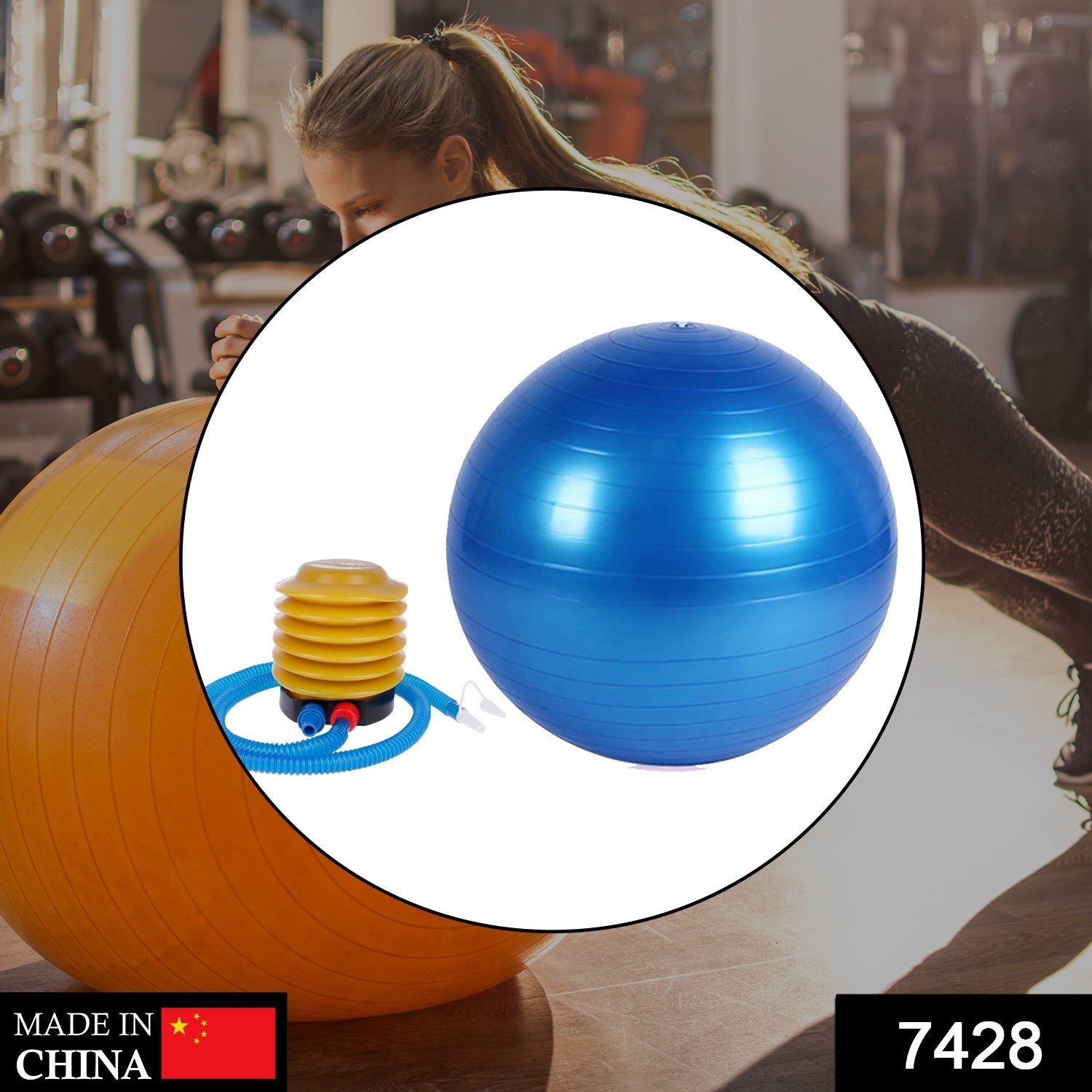 Heavy Duty Gym Ball Non-Slip Stability Ball with Foot Pump for Total Body Fitnes - 7428_gym_ball_pump_combo